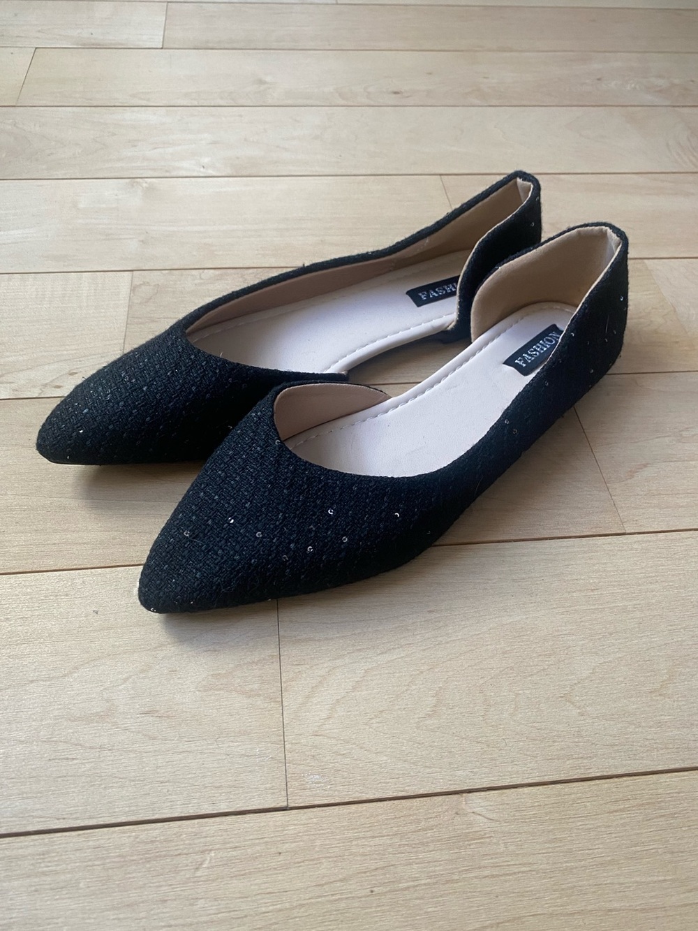 Black Pointed Toe D'Orsay Flats Size 9